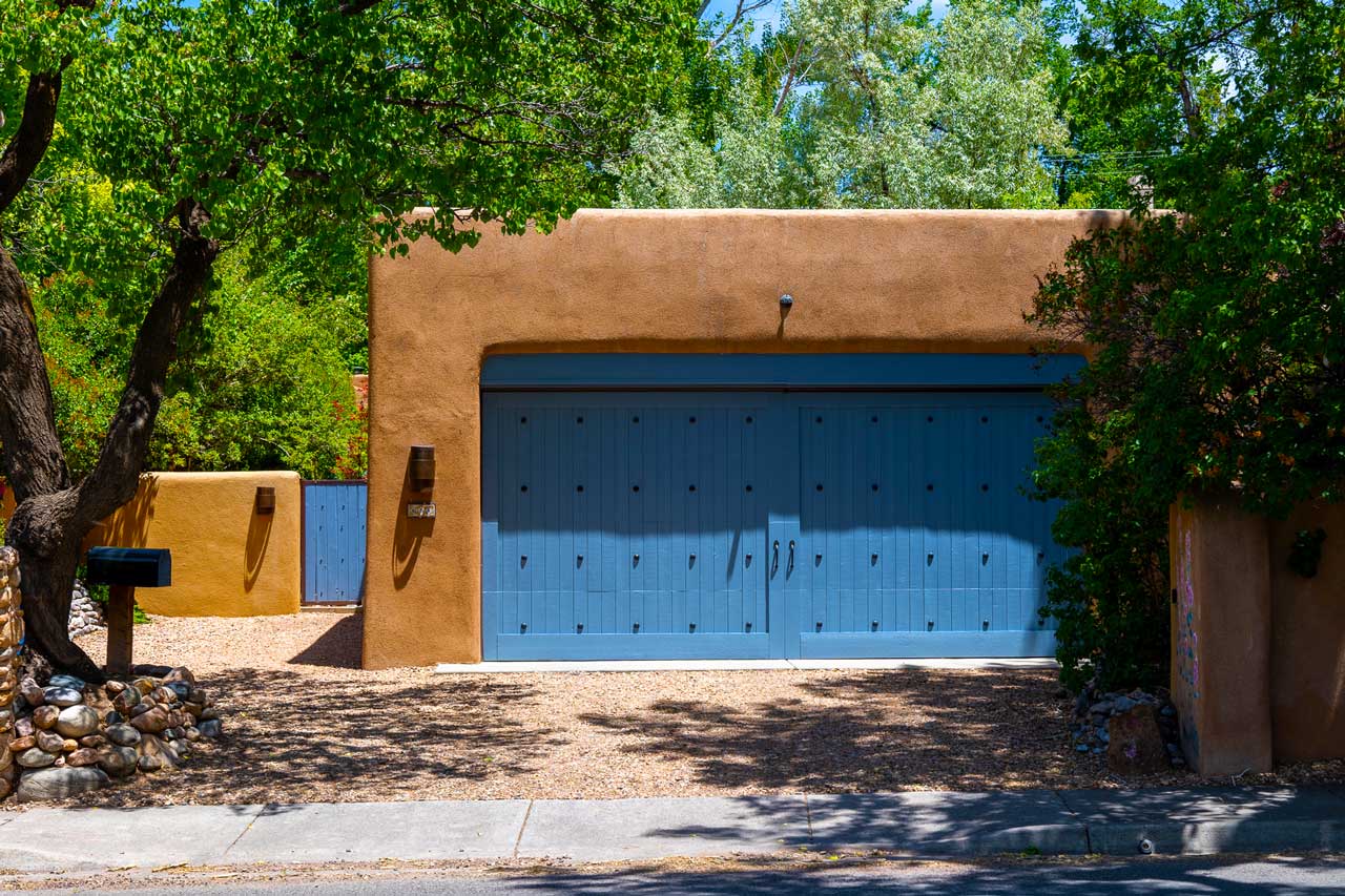 Historic eastside santa fe 9 Historic eastside santa fe nm house with blue garage door